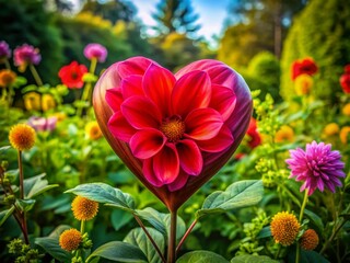 Vibrant Heart Shaped Flower Blooming in Nature's Beauty, Symbolizing Love and Affection Forever