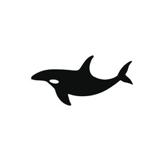 Fototapeta premium A black and white silhouette of an orca or killer whale swimming 