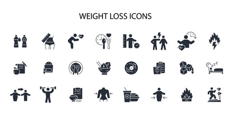 Weight loss icon set.vector.Editable stroke.linear style sign for use web design,logo.Symbol illustration.