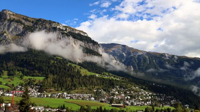 historic swiss village of flims in a time lapse 4k 25fps video