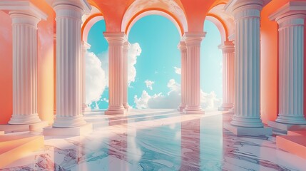 Pastel Dreamy Architecture in the Clouds