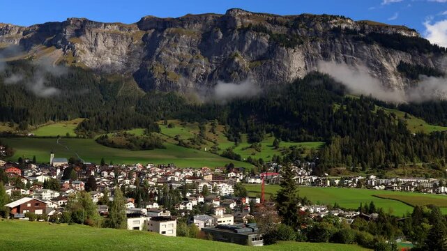 historic swiss village of flims in a time lapse 4k 25fps video