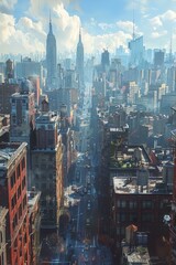 Fototapeta premium Aerial View of a Cityscape with Skyscrapers