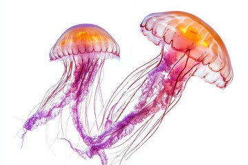Fototapeta premium a couple of jellyfish floating in the water
