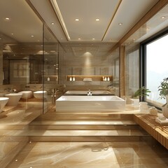 Luxury Modern Bathroom Design with Stone Flooring