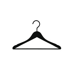 A black clothes hanger on a white background