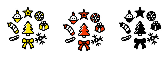 Cheerful Christmas colorful icon set