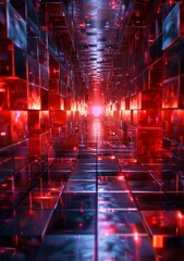 Red and Blue Sci-Fi Tunnel
