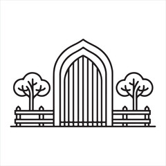 single one line Gate silhouette on white background
