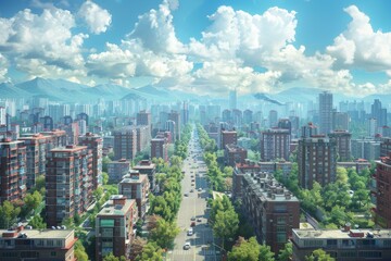 Obraz premium Cityscape Aerial View of Urban Landscape