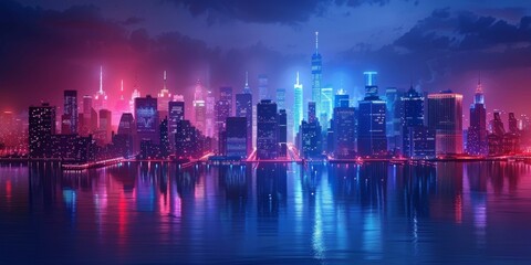 Obraz premium Neon Cityscape at Night