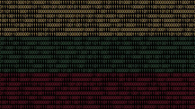 Binary code on flag of Lithuania. Program source code or Hacker concept on Lithuanian flag. Lithuania digital technology security, hacking or programming