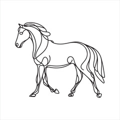single one line Horse silhouette on white background
