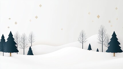 This delightful banner showcases a minimalist Christmas tree forest design filled with cute, hand-drawn trees and snowflakes, perfect for holiday-themed decor