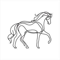 Obraz premium single one line Horse silhouette on white background 
