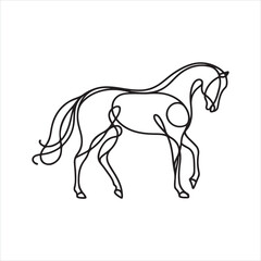 single one line Horse silhouette on white background
