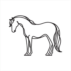 single one line Horse silhouette on white background
