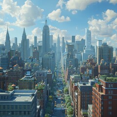 Obraz premium Aerial View of a Cityscape in Sunny Day