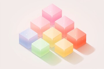 Fototapeta premium Pastel-Colored Cubes Arranged in a Triangle Shape