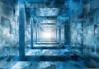 Blue and white 3D tunnel