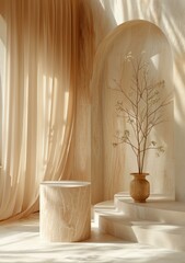 Beige Minimalist Interior Design with Natural Light