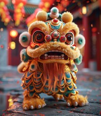 Chinese Lion Dance Costume Illustration