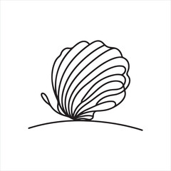 single one line seashell silhouette on white background
