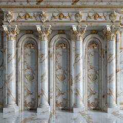Naklejka premium Elegant Marble Column Hallway Illustration