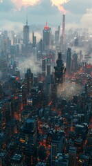 Naklejka premium Futuristic Cityscape Aerial View