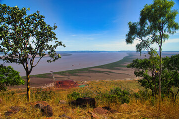 Panoramic view to the North of the Cambridge Gulf and vast mudflats along the Gulf near the remote town of Wyndham, East Kimberley, Western Australia
