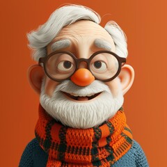 Fototapeta premium 3D rendering of a grandpa with white hair and beard
