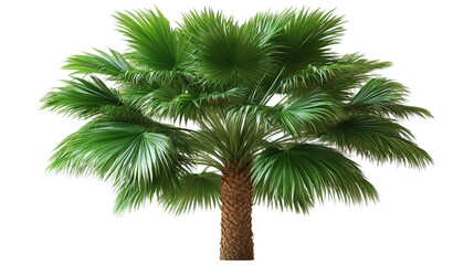 Fototapeta premium Lush green palm tree with fan-like leaves.