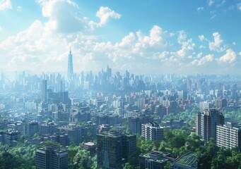 Obraz premium Futuristic Cityscape Aerial View