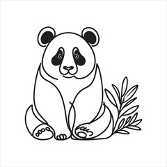 single one line panda silhouette on white background
