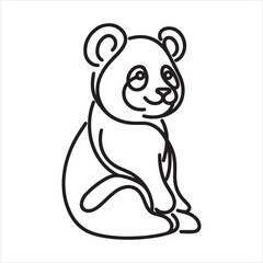 single one line panda silhouette on white background
