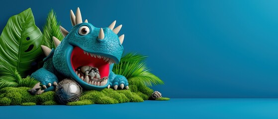 Naklejka premium Colorful Monster in Tropical Setting