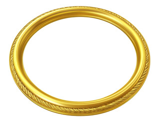 a gold oval frame with a white background
