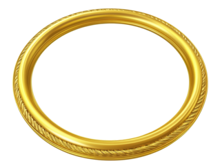 a gold oval frame with a white background