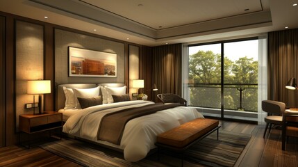 Luxury Hotel Bedroom Interior Design Illustration