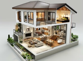 Modern House Interior Design Illustration