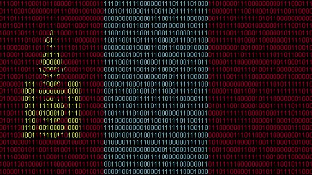 Binary code on flag of Mongolia. Program source code or Hacker concept on Mongolian flag. Mongolia digital technology security, hacking or programming