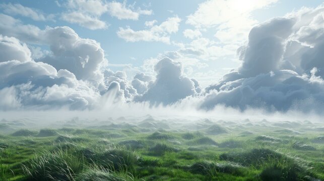 Stunning Cloud Landscape Over Rolling Green Hills
