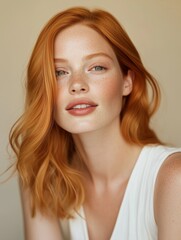 Fototapeta premium Portrait of a model with cowboy copper hair