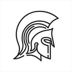 single one line spartan Helmet silhouette on white background
