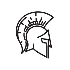 single one line spartan Helmet silhouette on white background

