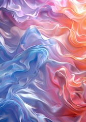 Fototapeta premium Colorful abstract painting with smooth wavy folds