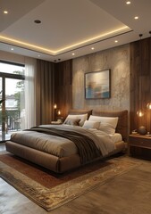 Modern Bedroom Interior Design with Warm Lighting