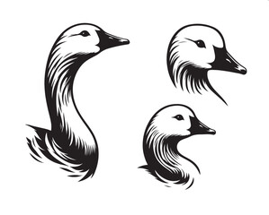 Goose vector silhouette icon Set