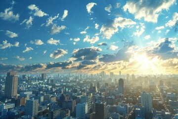 Obraz premium City Skyline Sunrise with Cloudscape