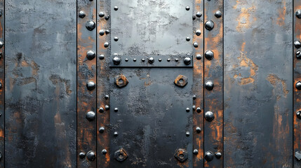 Fototapeta premium Dark Metal Background with Rusted Panels and Rivets